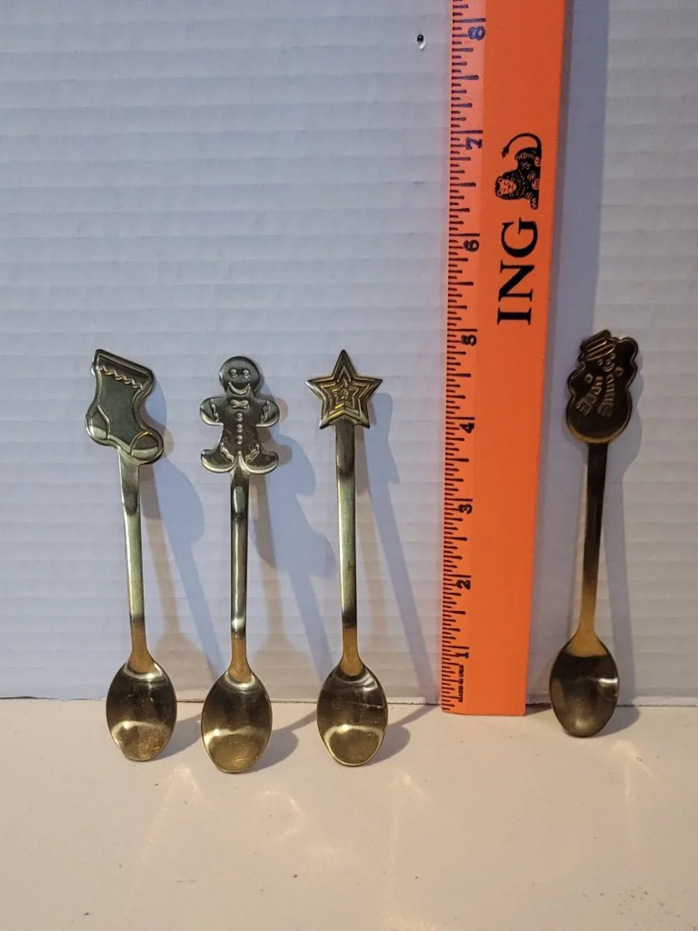 Set of 4 Spoons Gold Plated Small 5